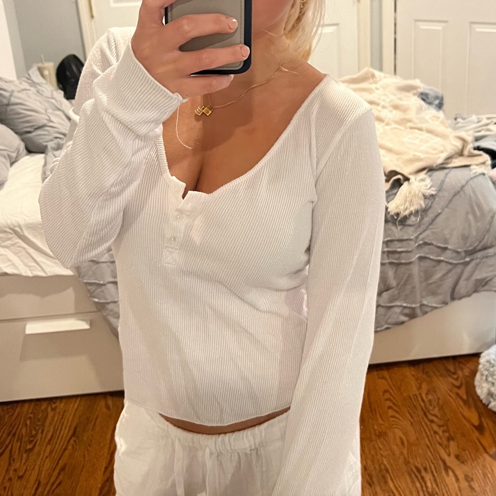 Free people white long sleeve